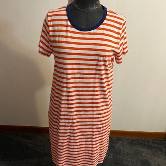 J Crew Re Imagined Red White dress, size Medium - Picture 1 of 5